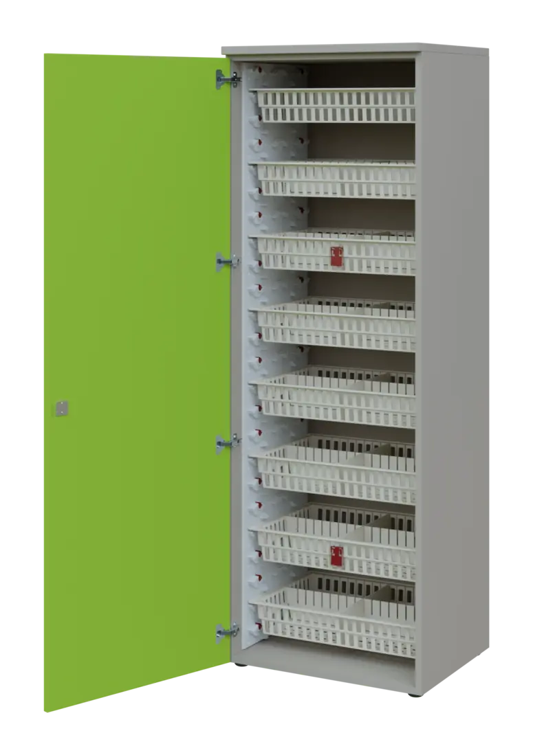 EUROMEDICA D - 66/M ABS skříň léková boxová, 1-dveřová, levá, 1950x660x535, korpus šedý, dvířka jarn